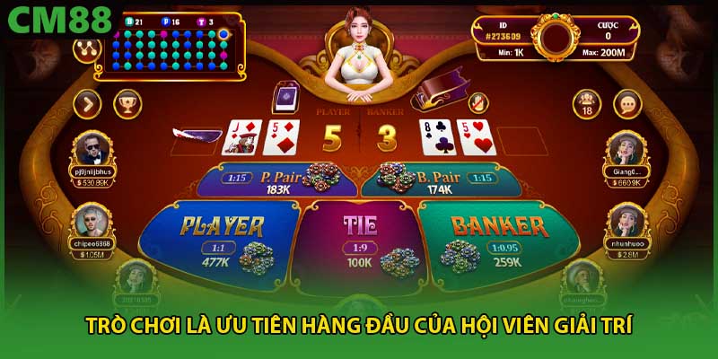 Trò chơi là ưu tiên hàng đầu của hội viên giải trí